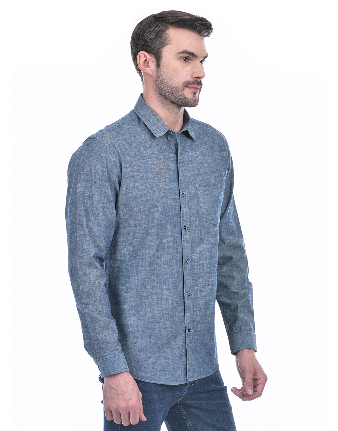 Numero Uno Men Solid Light Blue Shirt